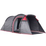 Outsunny Campingzelt, Wurfzelt für 2 3 Personen, Vorraum & Schlafbereich, wasserdicht, 426 x 206 x 154 cm, Grau | Aosom.de