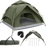 Pop Up Zelt 3 4 Personen, Automatisches Wurfzelt mit 3000mm Wasserdicht, Doppelwand Campingzelt für Festival, Trekking & Familie, Schnellaufbau in 40 Sek, 2 Türen, 2.3x2.3x1.2m, Grau : Amazon.de: Sport & Freizeit