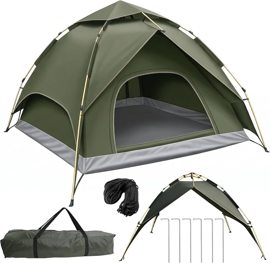 wurfzelt-293lbk-1.jpg Pop Up Zelt 3 4 Personen, Automatisches Wurfzelt mit 3000mm Wasserdicht, Doppelwand Campingzelt für Festival, Trekking & Familie, Schnellaufbau in 40 Sek, 2 Türen, 2.3x2.3x1.2m, Grau : Amazon.de: Sport & Freizeit – Bild 1