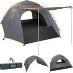 Cflity Camping Zelt, 3 Personen Pop Up Zelt Automatisches Instant DREI Schicht Wasserdicht 4 Jahreszeiten Große Wurfzelt & Zeltplanen mit Verlängerter ...