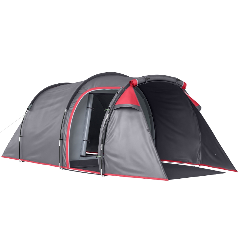 zelt-2-personen-304dne-1.jpg Outsunny Campingzelt, Wurfzelt für 2 3 Personen, Vorraum & Schlafbereich, wasserdicht, 426 x 206 x 154 cm, Grau | Aosom.de – Bild 1