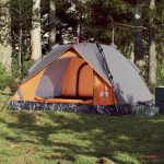 vidaXL Kuppel Campingzelt 3 Personen Grau und Orange Quick Release