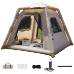 Kabxhueo Aufblasbare Zelt mit Pumpe 4 Personen Zelte für Camping Campingzelt Glamping Zelte große Familie Kuppelzelt Wasserdicht mit 4 Mesh Fenster & Türen einfache Einrichtung für Wandern Backpacking : Amazon.de: Sport & Freizeit