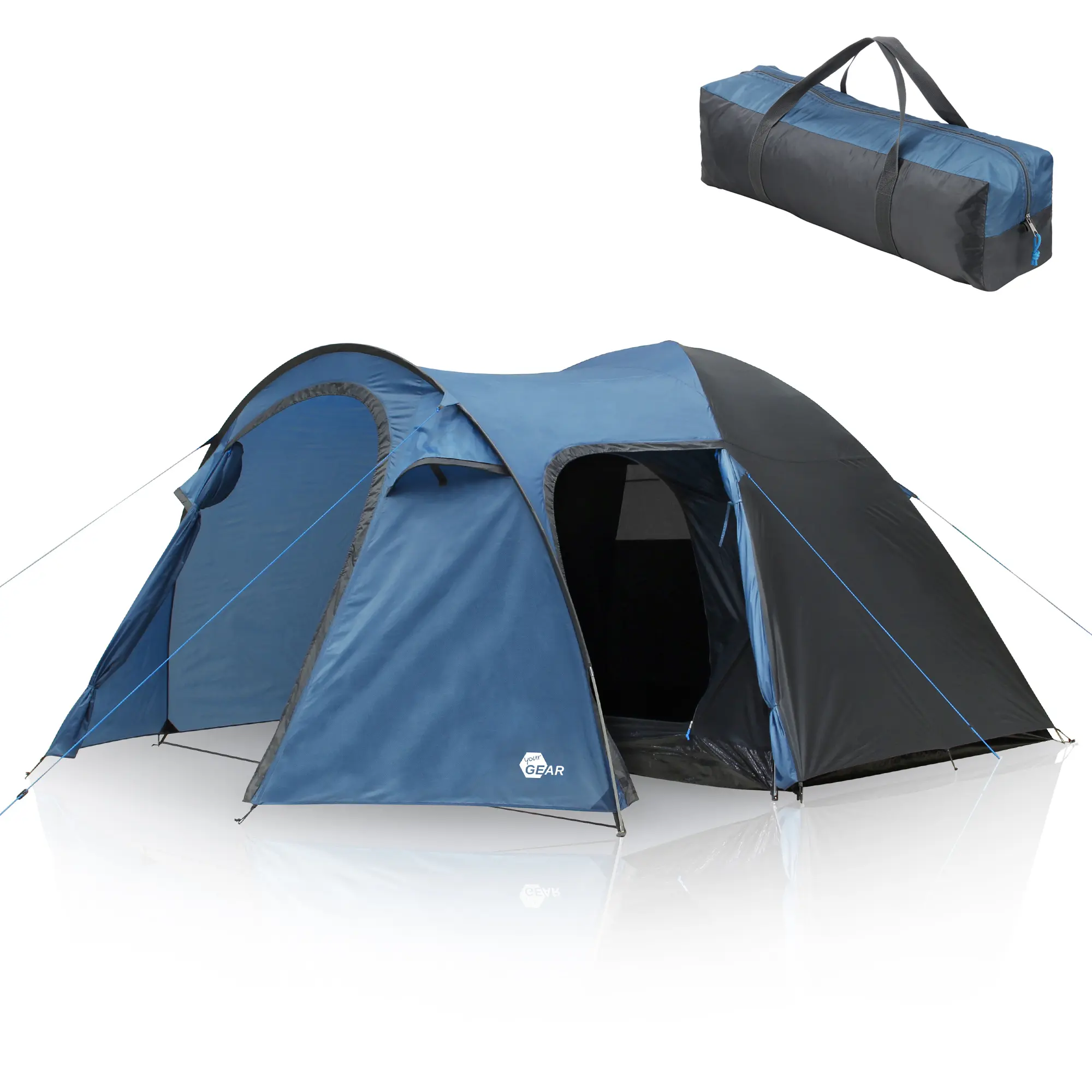 zelt-5-personen-271kmf.webp your GEAR Zelt Cetona 5 Personen Kuppelzelt Wohnraum Seiteneingang Stehhöhe 3000 mm Blau Grau – Bild 1