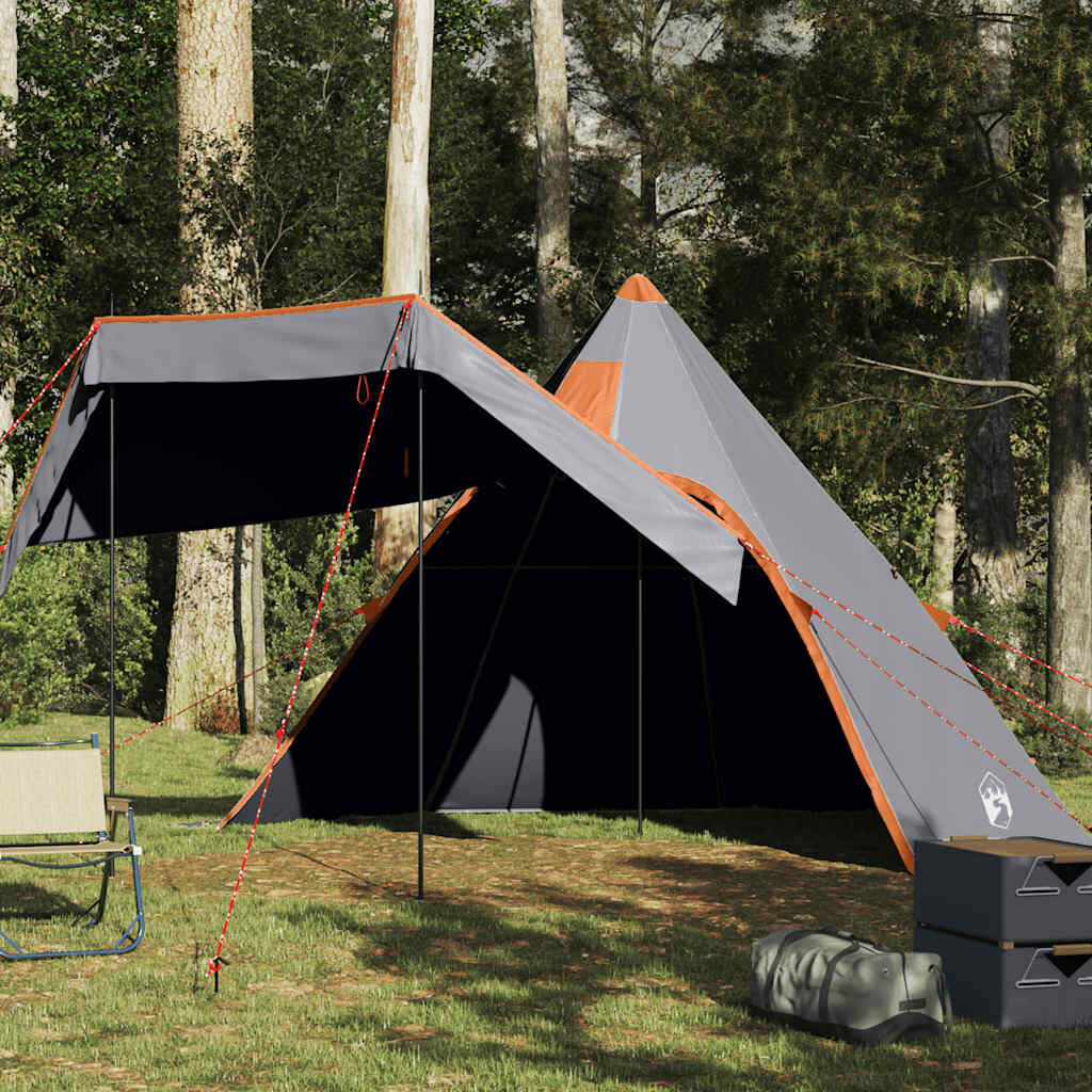 zelt-5-personen-589nzo-1.jpg vidaXL Tipi Campingzelt 5 Personen Grau Wasserdicht – Bild 1