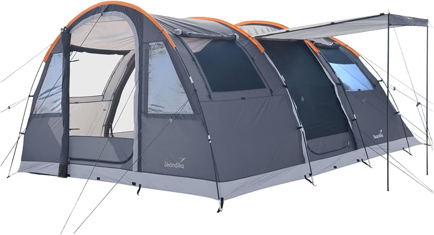 zelt-5-personen-633cgv-1.jpg Skandika Tunnelzelt Gotland 5 Sleeper Protect | Camping Zelt für 5 Personen, eingenähter Zeltboden, mit dunkler Schlafkabine schwarz beschichtet, Wassersäule 5000mm | Zelte, Familienzelt, Campingzelt : Amazon.de: Sport & Freizeit – Bild 1