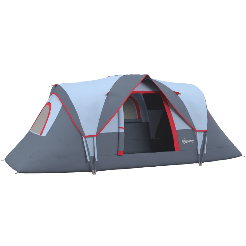 zelt-5-personen-962tky-1.jpg Outsunny Zelt für 5 6 Personen, Campingzelt mit Heringen, Tunnelzelt, Kuppelzelt, Polyester, Grau, 4,55 x 2,3 x 1,8 m | Aosom.de – Bild 1