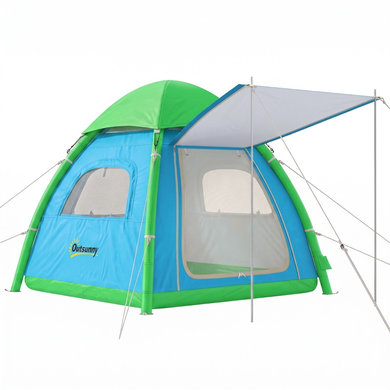 zelt-aufblasbar-290kjn-1.jpg Outsunny Aufblasbares Zelt 3 Personen Schneller Aufbau Outdoor Camping Zelt mit Luftpumpe Meshfenster abnehmbar Dach | Aosom.de – Bild 1