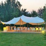 Stretchzelt, Tipi Zelt, Partyzelt, Zeltmembran 10 x 7,5 m weiß/creme 75 qm