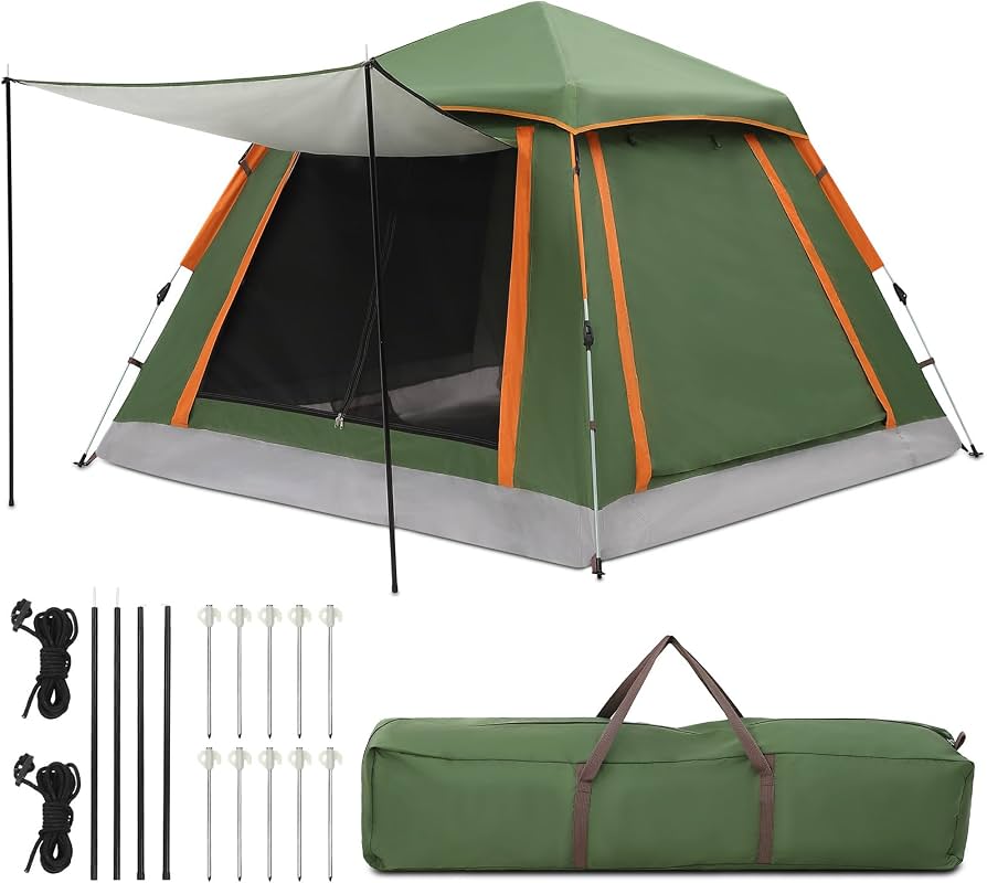 zelt-mit-vorzelt-043ore-1.jpg HAUSPROFI Zelt 2 3 Perosonen Pop Up Zelt, Camping Zelt mit Vorzelt Fenster, Große Wasserdicht Automatisches Wurfzelt, Doppeltürlüftung, Moskitoschutz, ... – Bild 1