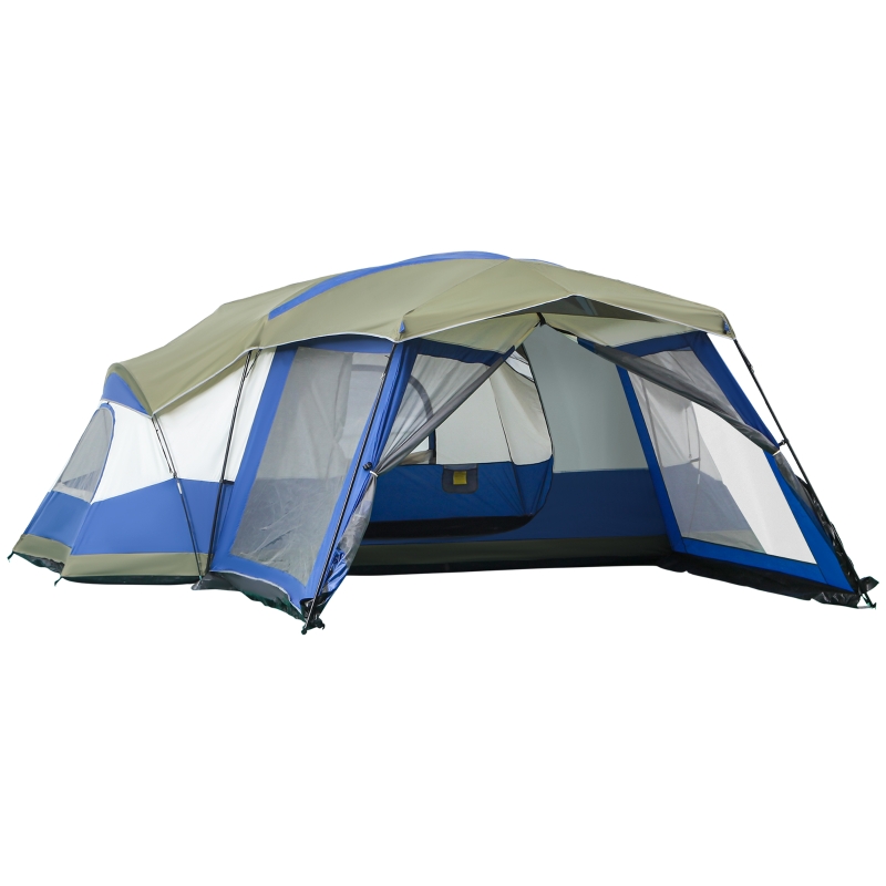 zelt-mit-vorzelt-074fkw-1.jpg Outsunny Camping Zelt 6 8 Personen Zelt Familienzelt mit Vorraum 2 Fenster Kuppelzelt PU3000mm für Trekking Festival Glasfaser Blau 518 x 487 x 237 cm | Aosom.de – Bild 1