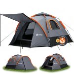 Sekey Kuppelzelt 4 Personen mit Vorzelt & Markise, Pop Up Campingzelt, Wasserdicht PU3000 mm, UPF 50+, Familienzelt