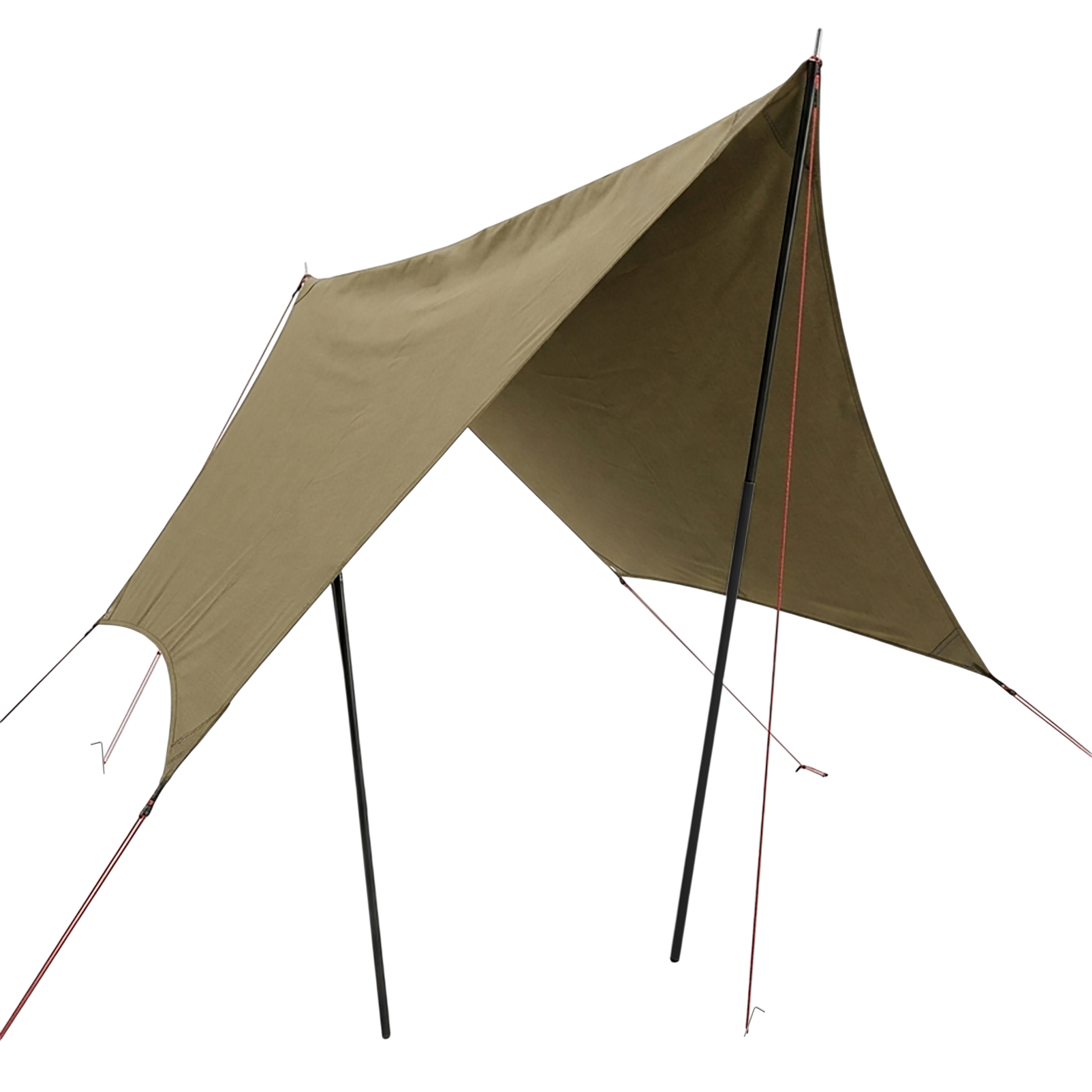 zeltplane-651hyj-1.jpg Camping Zeltplane braun zum aufspannen 300 x 300 cm Tarp ultraleicht inklusive Hering und Spannseile – Bild 1